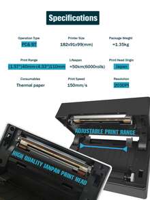 Marklife D100 Thermal Shipping Label Printer - High-Speed Multi-Size Printing For 4X6 And 10X15Cm Labels - Compatible With Phones, Pcs And Laptops (Windows) - Ideal For E-Commerce, Small Business And Shipping - US A Type Plug(110-127V) - View 10