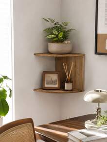1pc Wall Mounted Floating Corner Shelf Space-Saving Corner Bookshelf Display Storage Rack Suitable For Living Room Bedroom Bathroom Office Entryway Kitchen Placing Green Plants Books Home Decor Small Space Storage - Shape - View 7