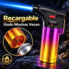 Encendedor Soplete Recargable de Butano con Llama Azul Potente, Bloqueo de Llama y Ajuste de Intensidad, Ideal para BBQ, Velas, Cocina y Camping - Ver 5