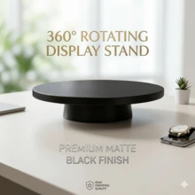 30cm (11.8 Inch) 360° Electric Rotating Display Stand, USB Powered Quiet Motor, Adjustable Forward/Reverse Rotation, Frosted Non-Slip Base, Suitable For Jewelry/Figurines/Crystal Crafts/Product Photography/Live Streaming Display, Includes USB Data Cable - Black - View 3
