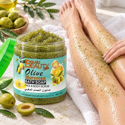 Bolaili Beauty Moroccan Bath Soap, Olive Oil Facial & Body Scrub, Deep Cleansing Exfoliating Whitening Hammam Soap For Skin Renewal
