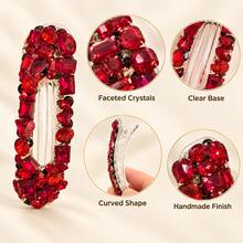 1pc Handmade Rhinestone Hair Clip, Shiny Crystal Hair Clip, Elegant Jewelry Hair Accessory, Suitable For Women, French Style Hair Clip, Suitable For Daily Party Styling, Gift - Multicolor - View 7