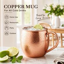 1/2/4 Buah Cangkir dan Mug Teh Morse Terbuat dari Tembaga, Mug Buatan Tangan, Alas Tebal 100% Tembaga Murni, Tepi Halus Berbentuk Silinder yang Modis, Lapisan Dalam Tembaga Alami, Pegangan Bulat dengan Paku Keling, Cocok untuk Minuman Dingin, Pesta, dan Pertemuan Keluarga. - MultiWarna - View 5