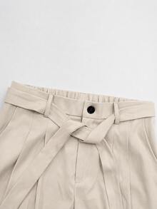 Quần tây nam thời trang ống rộng suông rộng xếp ly kép, cạp cao thiết kế thắt dây rủ, phong cách casual, phù hợp đi làm, dạo phố, hẹn hò và mặc hằng ngày - Màu Khaki - Xem 4