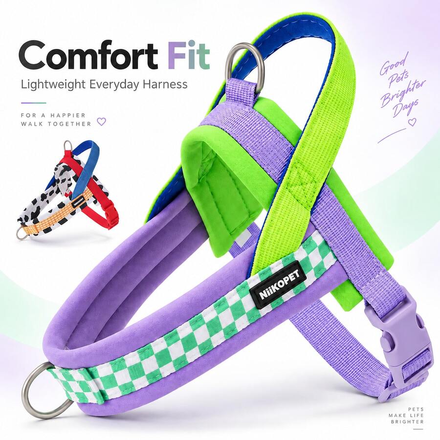 6-65 Lbs Small & Medium Dog Harness, Easy To Wear & Take Off, Anti-Pulling, With Handle, Adjustable, Breathable & Comfortable Nylon Lining Pet Chest Strap, Suitable For Walking, Training, Outdoor Activities - Multicolor - View 1