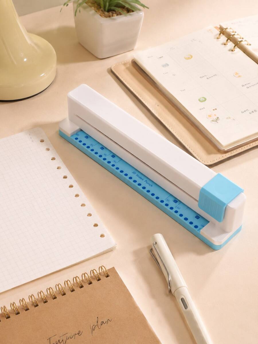 1pc Round 30-Hole Extra Large Manual Hole Puncher, Suitable For Different Sizes Of Paper Punching, Hand-Pressed Multi-Hole Punching Machine, Ideal For Making Planners And Loose-Leaf Notebooks, Effortless Paper Punching Tool - Single Piece - View 1