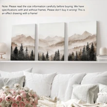3 pcs/Set Poster Seni Dinding Modern, Cetakan Kanvas, Seni Triptych Pegunungan Hutan Abstrak, Cetakan Pemandangan Berkabut Minimalis, Alam Netral, Karya Seni Skandinavia, Berbingkai atau Tanpa Bingkai, Dekorasi Rumah, Dekorasi Ruangan, - A - View 11