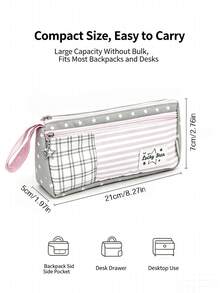 Plaid & Stripe Patchwork Pencil Case Set With 8 Pencils - Sets - View 2