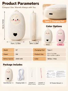 Portable Rechargeable Hand Warmer, Compact Rechargeable Handheld Heater, Cute Winter Pocket Warmer, Gift For Women And Girls - Normal - View 11