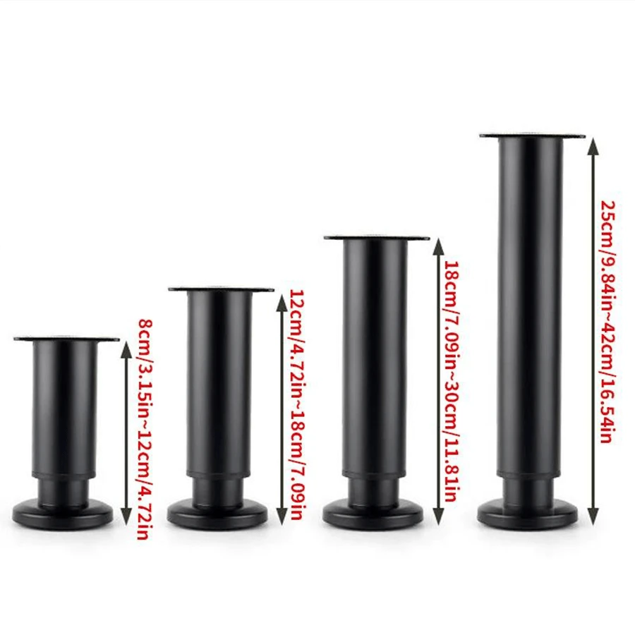 Adjustable Height Furniture Support Legs For Bed Frame, Metal Adjustable Furniture Legs Sofa Furniture Cabinet Risers, DIY Furniture Replacement Legs, TV Stand Feet