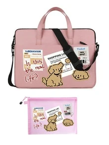 Cute Dog Print Laptop Bag, Lightweight Portable Zippered Crossbody, Laptop Storage Bag (Suitable For Office, Campus And Travel) - Multicolor - View 16