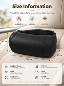 Car Neck Pillow, Nappa Leather Car Headrest Pillow, 1pc Ergonomic Neck Support Cushion, Breathable Neck Rest Headrest Pad, Universal Car Seat Interior Accessory, Suitable For Driver And Passenger, Long Distance Driving Travel, All Seasons - Multicolor - View 10