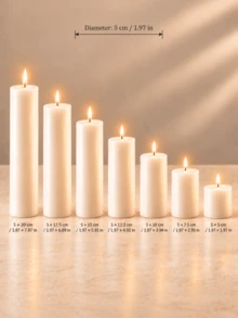 Set Lilin Pilar Putih Gading, Berbagai Ukuran, Set Kombinasi, Lilin Silinder Diameter 5cm, Lilin Tanpa Aroma, Tanpa Asap Hitam, Dekorasi Pernikahan, Dekorasi Meja Rumah - Lilin dekoratif kolom - View 25