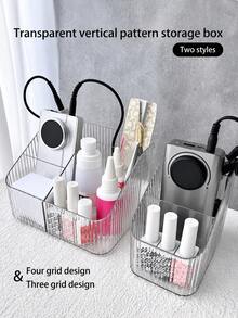 Large Capacity Desktop Organizer Box, Makeup Storage Box, Nail Art Tool Storage Box, Multi-Compartment Desktop Storage Rack, Makeup Brush Holder, Skincare Product Storage Rack, Beauty Accessories Display Storage Box - Clear - View 1