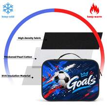 Multiple Football Theme 2D Printed Insulated Lunch Bag, Handheld Portable Lunch Storage Bag, Large Capacity Inner Lining Cold & Heat Insulation, Sports Fan Style Commute Picnic Outdoor Food Storage Bag, Multiple Colors Available - Handbag - View 2