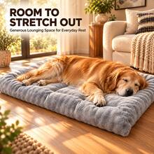 Grey Flannel Pet Sleeping Mat, Padded Edges, Rectangular Cat & Dog Resting Pad, 3 Sizes Available - Grey - View 1