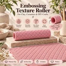 Waffle Texture Clay Roller, 3D Printed PLA Pottery Texture Roller, Suitable For Polymer Clay, Soft Clay, Air Dry Clay, Ceramic Embossing Tool For Pottery, DIY Crafts, Sculpture, Hand Molding, Geometric Pattern Printing Roller, Ceramic Making Supplies For Artists - Pink Waffle - View 4