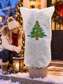 Christmas Plant Frost Protection Cover, Reusable Non-Woven Plant Winter Jacket Bag With Drawstring, Reindeer Tree Snowman Santa Pattern Plant Protecting Bag For Outdoor Garden Pots, 4 Styles Available - Multiple Styles - View 2