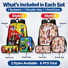 Roblox New 3PCS Anime Combination Backpack Set Including Backpack, Crossbody Bag, Pencil Case, Adjustable Shoulder Straps, Zipper Design, Unisex, Suitable For School, Travel, Camping, Ideal Gift For Christmas, Birthday, Back To School Season - Roblo Boy Backpack B - View 11