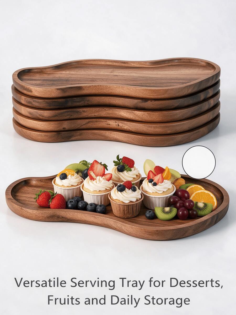 High-Quality Wooden Tray - Serving Plate, Dessert Plate, Dish, Cheese Plate, Snack Plate, Plate, Decorative Tray - Sturdy Solid Wood Construction, Specially Designed For Tea And Fruit Display - Sushi, Salad, Appetizer And Tabletop Centerpiece, Fashionable Wooden Tray, Add Style To Room Decor, Bedroom Decor, Kitchen Accessory