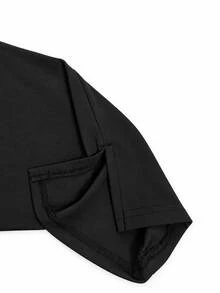 Solid Color High Waist Capri Casual Leggings, Hot Girl Style Sporty Home Wear Versatile Commute Trousers Black Summer - Black - View 5