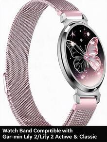磁吸米蘭金屬編織錶帶，適用於 Gar-Min Venu 2 3 3S、Vivoactive 4 4S 5 6、Forerunner 55 165 255 265 Lily2，18/20/22mm 快拆錶帶 - 玫瑰粉 - 查看 13