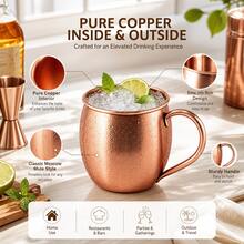 1/2/4 Buah Cangkir dan Mug Teh Morse Terbuat dari Tembaga, Mug Buatan Tangan, Alas Tebal 100% Tembaga Murni, Tepi Halus Berbentuk Silinder yang Modis, Lapisan Dalam Tembaga Alami, Pegangan Bulat dengan Paku Keling, Cocok untuk Minuman Dingin, Pesta, dan Pertemuan Keluarga. - MultiWarna - View 7