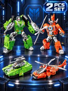 1 Set 7-In-1 Alloy Land-Sea-Air Transforming Mecha - Tank/Plane/Aircraft Carrier Dual-Mode Combination Robot, Boys Collection Educational Assembly Toy, Exquisite Gift Box Packaging, Holiday Gift - Multiple Options Available - View 24