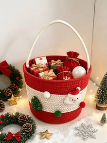 1pc Exquisite Christmas Desktop Storage Basket, Perfect For Christmas Decorations, Christmas Gifts, Home Supplies Storage, Christmas Decor, Home Holiday Decoration, Delicate Holiday Gift - Multicolor - View 11
