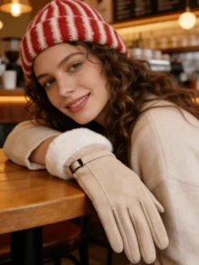Unisex Fleece-Lined Winter Sports Gloves With Slimming Fit - Waterproof, Windproof & Thermal Protection For Skiing, Motorcycle Riding & Cycling - Multicolor - View 11