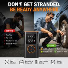 Air Compressors & Inflators Tire Pump140 PSI Car Air Compressor Pump, Digital Tire Inflator Portable Auto Air Pump For Car Motorcycle LED Light Tire Pump Air Compressors & Inflators, Tire Pump1500mAh - Dual-screen Digital Display - View 4
