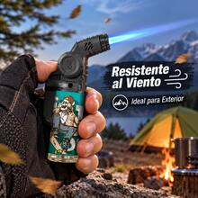 Encendedor Soplete Recargable de Butano con Llama Azul Potente, Cabezal Ajustable 45°/90°, Resistente al Viento, Diseño Urbano para BBQ, Cocina y Camping - Ver 6
