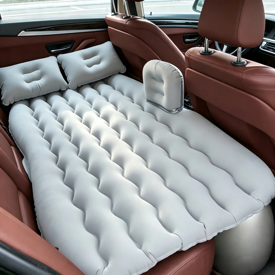 (1pc Car Inflatable Bed, Wavy Pattern Inflatable Mattress, Car Accessory, Rear Seat Sleeping Pad, SUV/Sedan Universal Inflatable Bed, Portable Travel Camping Sleeping Pad - Perfect Gift For Drivers (This Product Does Not Include Air Pump, Only Includes One Inflatable Bed!)) - Wave Pattern Round Pier - View 1