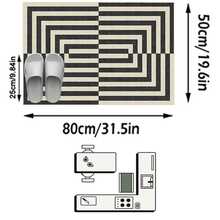 1pc Black And White Geometric Striped Modern Minimalist Style Area Rug, Made Of Faux Cashmere Material, Rectangular Shape, High-Definition Digitally Printed Concentric Rectangle Pattern, Machine Washable, Suitable For Living Room And Bedroom, Everyday Home Decor, And Aesthetic Home Decor. - Multicolor - View 15