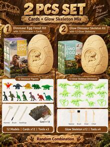 40pcs/Box Mainan Penggalian Arkeologi Anak-Anak Bentuk Telur Dinosaurus, Ukuran Besar & Sedang, Buatan Tangan DIY, Mainan Edukatif Asah Otak, Memukul & Menggali, Mainan Berburu Harta Karun - Berbagai pilihan untuk dipilih (warna dinosaurus/alat acak) - View 17