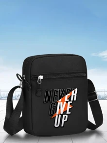 1pc/2pcs Inspirational Slogans Pattern Print Unisex Street Fashion Outdoor Sports Knit Beanie And Crossbody Bag, Gift For Yourself Or Friends - Multicolor - View 6