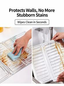 2/1pc Foldable Stainless Steel Stove Splash Guard, Multi-Panel Oil Splatter Screen For Gas Stove, Protects Kitchen Countertop And Wall, Easy To Clean And Reusable Cooking Accessory - Silver - View 4