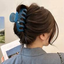 4pcs Women's Large Glossy Hair Claw Clips, Simple Durable Multi-Color Hair Claw For Back Of Head Updo, Versatile Hair Accessories For Shower And Daily Wear - Multicolor - View 9