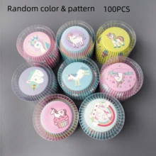100pcs Random Color & Pattern Cupcake Liners, Oil-Proof Muffin Paper Baking Cups, Disposable Cake Wrappers For Home Baking Party Decor - View 26