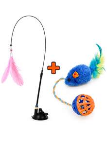 2PCS Cat Toys Set, Interactive Cat Teaser Wand With Feather Mouse Toys, Suction Cup Cat Toy For Indoor Cats & Kittens, Self Play Toys For Exercise, Chasing And Hunting, Interactive Cat Toys For Boredom Relief, Playtime And Daily Entertainment - Multicolor - View 12