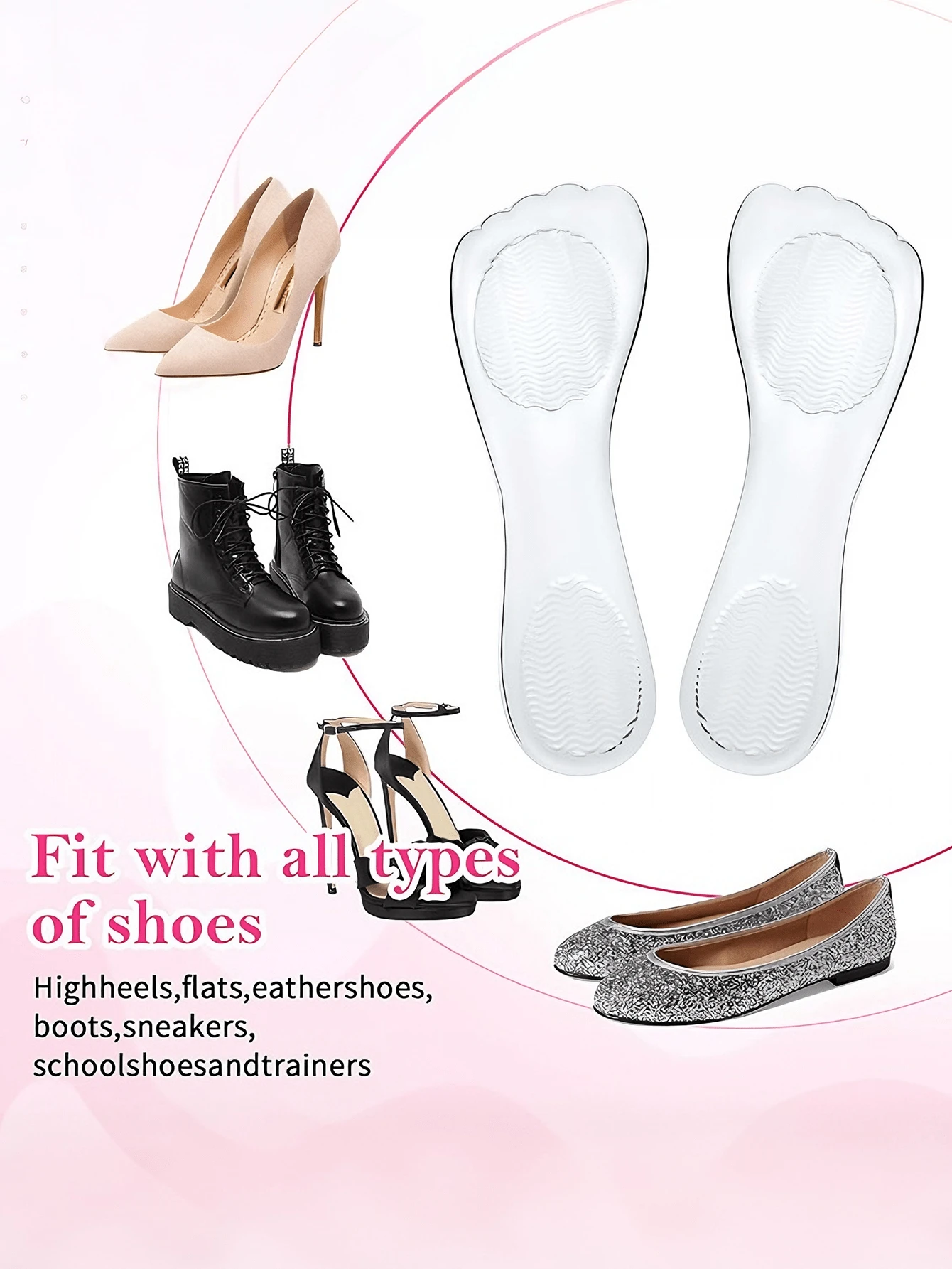 1/2/3 Pairs Commuter Jelly Gel 7/10 Length Socks, Outdoor Beach, All Season - Clear - View 1