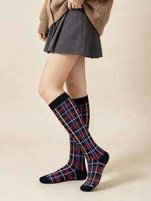 1/3 Pairs Maillard Japanese Retro Colorful Plaid Versatile Comfortable Preppy Style Calf Socks - Multicolor - View 6