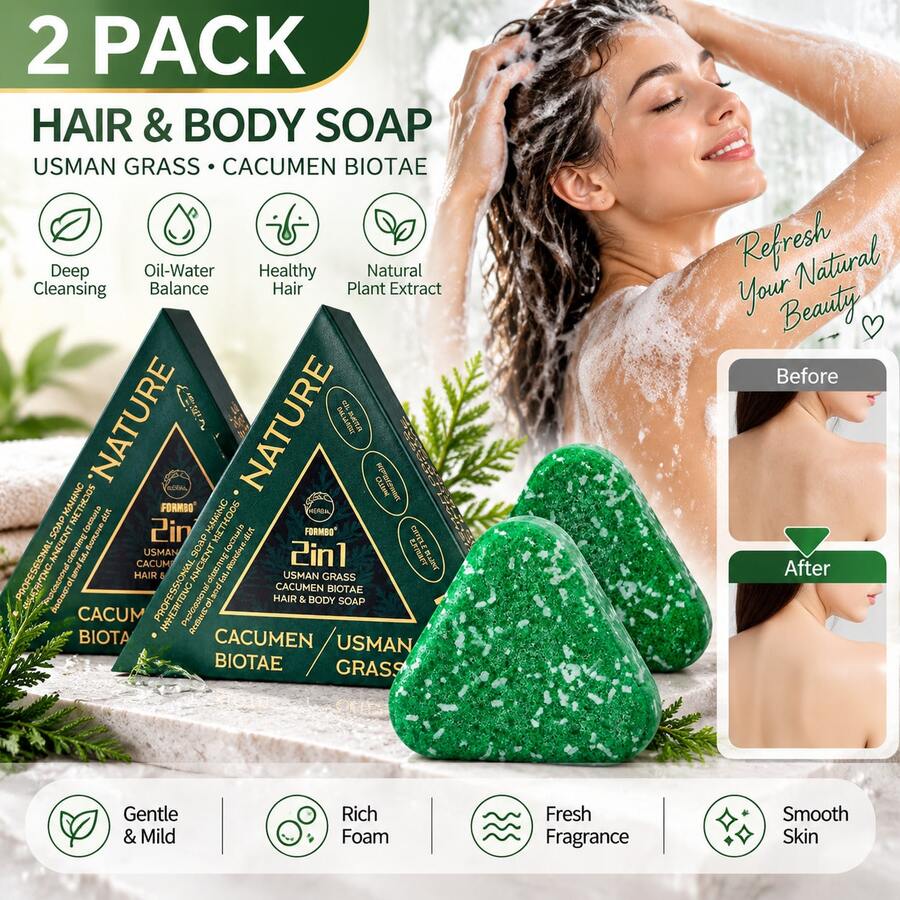 2pcs Random Herbal 2-In-1 Shampoo & Body Soap, 4 Fragrances Randomly Shipped, Deep Cleaning Triangular Bath & Shampoo Soap - Soap - View 1