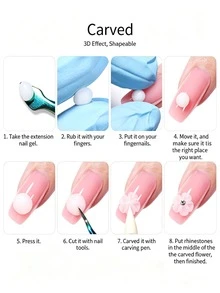 LILY'CUTE 1/3件組 8ml 珍珠白 5D 雕塑雕刻造型凝膠,不黏手延伸建構美甲凝膠,可浸泡卸除式 3D DIY 與沙龍美甲指甲油 - 彩色 - 查看 10