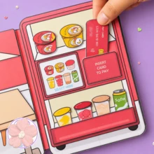 Kitchen Food Theme Children's Scrapbook Dress Up Girl Quiet Book DIY Handmade Craft Set Requires Cutting Role Play Game Kids Life Cognition Hands-On Educational Toy Holiday Gift - Multicolor - View 3