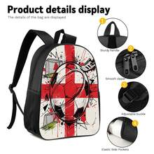Graffiti Style Football 2D Print 3 Pieces Backpack Set Large Capacity Backpack With Crossbody Bag & Pencil Case Combination Side Elastic Mesh Pocket Water Bottle Holder Wide Breathable Adjustable Shoulder Strap Sports Fan Daily Commute Travel Leisure Storage Bag - Printed Bag - View 4