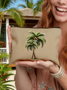 Coconut Print Pattern Storage Bag, Multifunctional Makeup Bag, Portable Travel Grooming Bag With Zipper, Skincare Bag,Daily Care Bag, The Best Gift For Friends, Suitable For Shopping, School, Travel, Daily Use - Multicolor - View 15