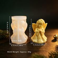 1pc Christmas Male & Female Figure Silicone Mold, Aromatherapy Candle Mold, Suitable For Desktop Plaster Decor - White - View 5