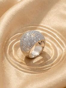 Swarovski 1pc Silver Tone Dome Shape Ring For Women, Fashion Finger Jewelry For Party Wedding Dating And Daily Wear - Silver - View 4