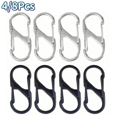 4/8Pcs Alloy Snap Lock Keychain, S-Shaped Alloy Carabiner, Suitable For Camping, Hiking And Other Activities